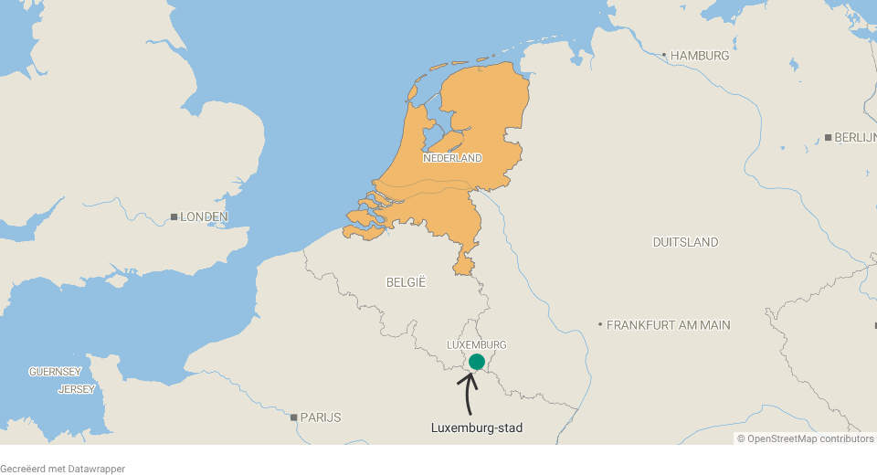 Luxemburg-stad op de kaart