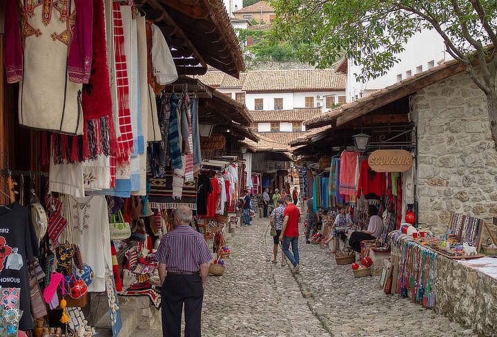 traditionele markt in Kruje Albanië